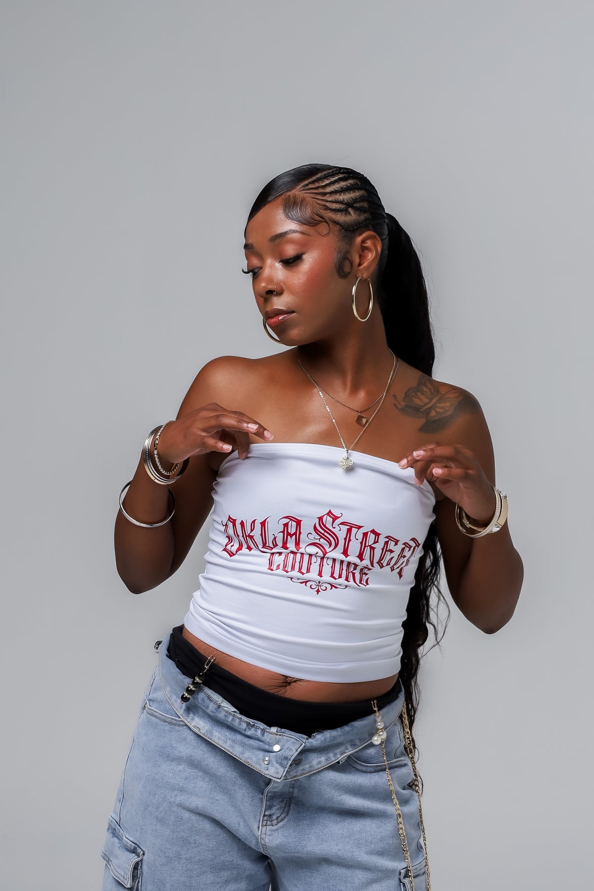 White tube top Okla Street couture